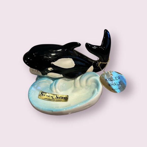 NWT Killer Whale By Kelvin Seven Seas Figurine Trinket Dish - Picture 1 of 8